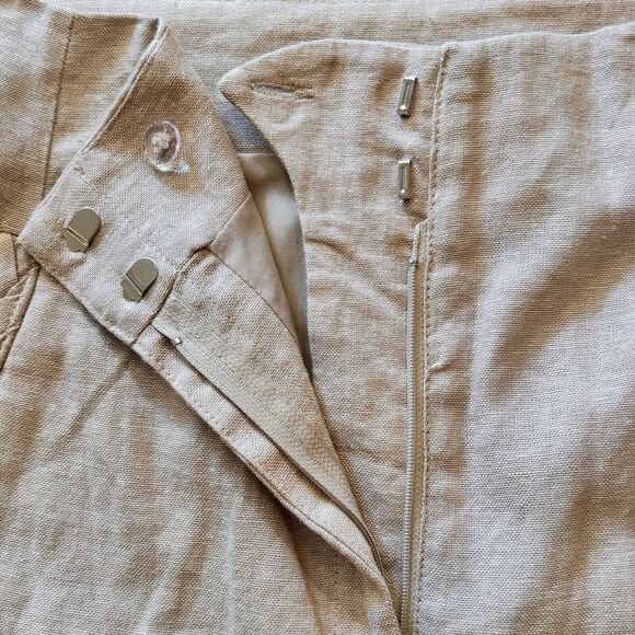 Jason Wu Women's Wide Leg Pants Linen Beige Braid Detail Slash Pocket Size 10 - Picture 10 of 11